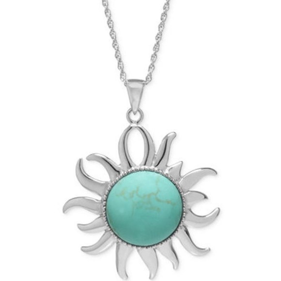 R. H. Macy Silver & Turquoise Square Necklace, NWT! - Picture 1 of 6